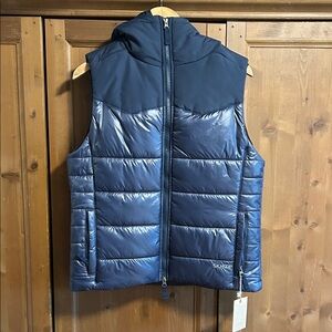 NWT Skhoop Vera Vest Hooded Puffer Vest, blue, size: Medium
